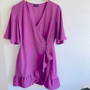 Women’s Purple Button Detail Wrap Dress
